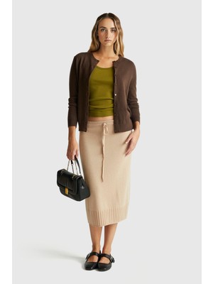 United Colors Of Benetton Kahverengi Kadın / Kız Bn_bisiklet Yaka %100 Merino Hırka Model Kodu: ( 1002D54852C0)