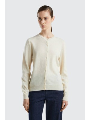 United Colors Of Benetton Krem Kadın / Kız Bn_bisiklet Yaka %100 Merino Hırka Model Kodu: ( 124A1002D5485KREM)