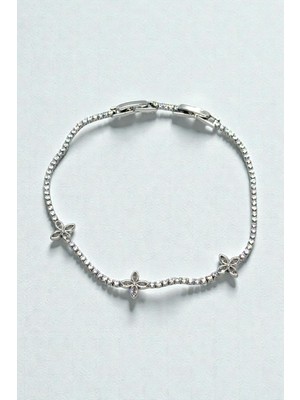 İnce Zirkon Taşlı Minimalist Su Yolu Bileklik Paslanmaz Çelik Kadın Bileklik 20 cm