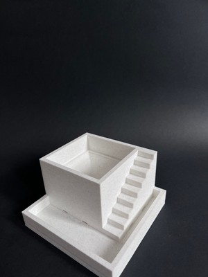 3Defa Craft Modern Merdivenli Geometrik Vazo – 3D Baskı Dekoratif Tasarım