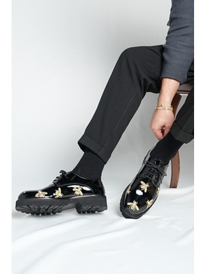 Faruk Balkanas Bee Model Natural Deri Nakışlı Casual Ayakkabı