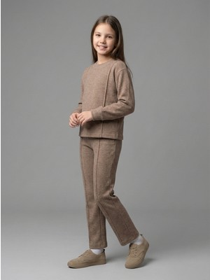 Modakay Kız Çocuk Selanik Kumaşlı Düz Alt Üst Takım