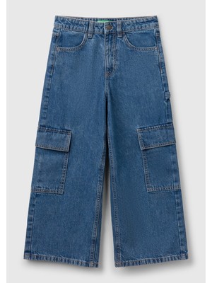 United Colors Of Benetton Mix Kadın / Kız Kj_taş Yıkama Wide Fit Kargo Denim Pantolon Model Kodu: ( 4DW2CE035901)