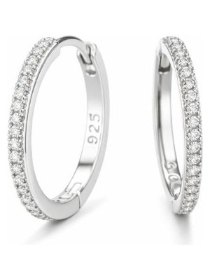 Brezza Lusso Jewelry 925 Ayar Pırlanta Model Yarım Tur Halka Gümüş Küpe 17 mm
