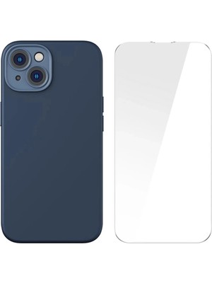 Genel Tedarik Liquid Silica Gel iPhone 14 6.1 Magsafe Silikon Kılıf + Tempered Ekran Koruyucu Se - EMTHBA7270-5