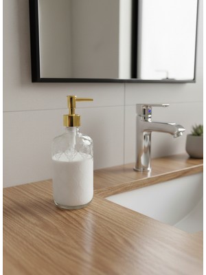 Padilon Cam Sıvı Sabunluk 750 ml Banyo & Mutfak Için Şık Cam Sabun Dispanseri