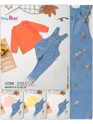 Baby Buu Çilekli Ayıcıklı ve Çiçekli Salopet Kot Alt Üst Takımlar 324