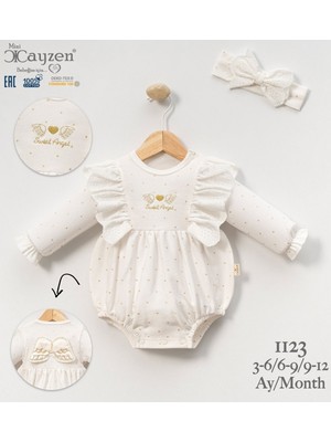 Çayzen Angel Nakışlı Kız Romper Melek Kanatlı Bandanalı 1123