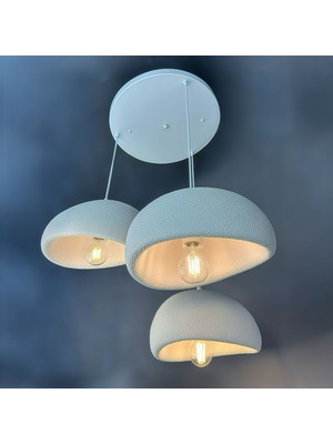 Petra Doğal Taş Efektli 30  cm  Çap 3'lü Modern Beton Avize