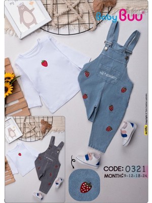 Baby Buu Çilekli Ayıcıklı ve Çiçekli Salopet Kot Alt Üst Takımlar 324
