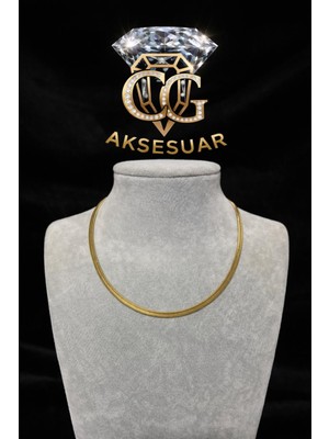 Cg Aksesuar Çelik Italyan Balık Sırtı Altın Kaplama Zincir Kolye