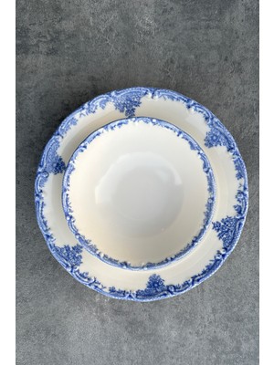 PremiumPort Şık 6'lı Bebek Mavi Porselen Çorba Kasesi Takımı, 14 cm