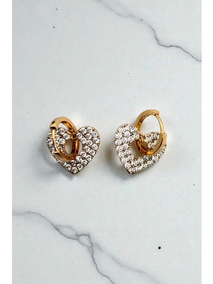 Jewels of Hope Zirkon Taşlı Kalp Figürlü 316L Çelik Küpe - Kararmaz Paslanmaz Çelik