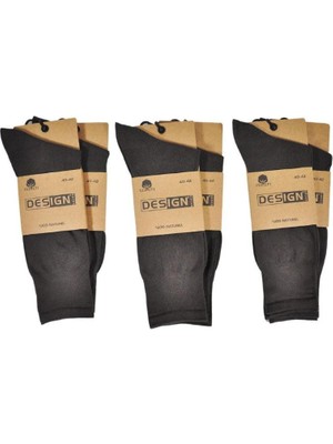 Design Erkek Natural Organik Naylonsuz Dikişsiz Çorap 6'lı