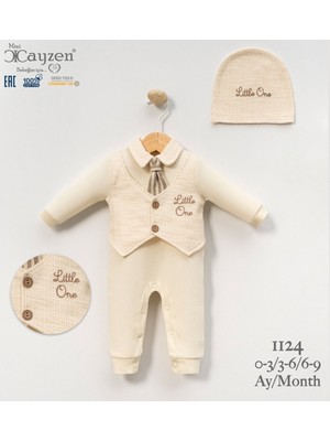 My Baby Kumsal CAYZENErkek Bebek Kravat ve Yelek Görünümlü Şık Şapkalı Tulum 0 - 3 ay  1124