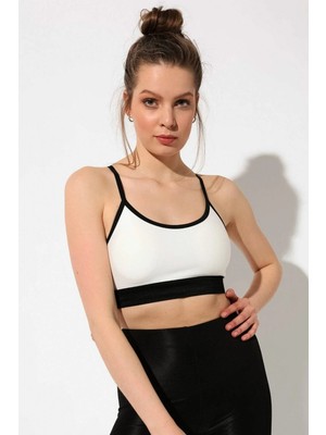 Adeniz Kadın Beyaz Çapraz Ince Ip Askılı Destekli Spor Sütyeni