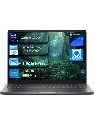 Dell Pro 16 Xcto Ultra Core 5 120U 48GB Ddr5 1tb SSD Intel Graphics 16" Fhd+ 300NIT Windows 11 Pro Taşınabilir Bilgisayar+Mouse Hediyeli  XCTOPRO16C5120UEX10