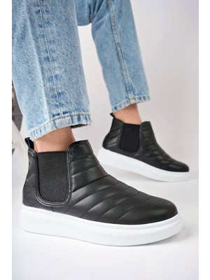 Aymood SLW205 Boston Bağcıksız Cilt Erkek Spor Bot Bt Siyah