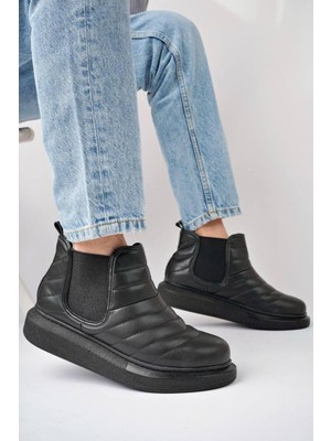 Aymood SLW205 Boston Bağcıksız Cilt Erkek Spor Bot St Siyah