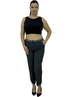 Motivation Büyük Beden Gabardin Mom Lastikli Yüksek Bel Paça Detaylı Kadın Pantolon Türk Malı