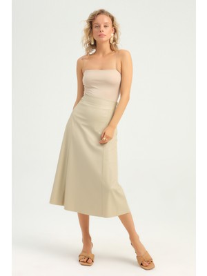 Quzu Çıtçıtlı Ince Askılı Bodysuit Bej