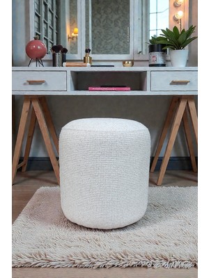 Visionario Silindir Puf LISBON – Bukle Şönil Kumaş Dekoratif Oturma Pufu