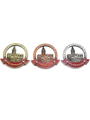 Marsilyan Istanbul Temalı Metal Magnet Galata Kulesi Yuvarlak Tasarım
