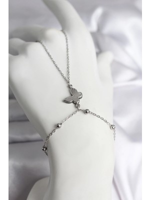 Alvo Store Buğz 316L Çelik Gümüş Renk Kelebek Model Kadın Şahmeran