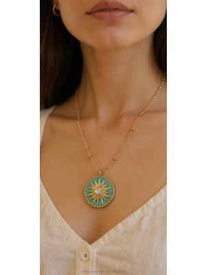 Ezgiarslanatalier Çelik Yeşil Pusula Kolye