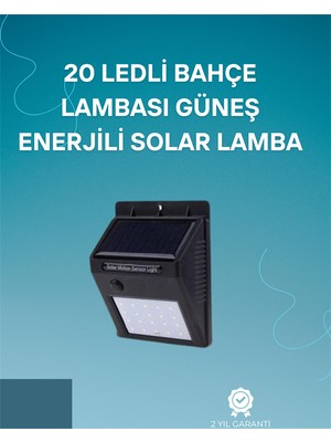 K-yonlineticaret Hareket Sensörlü Solar Lamba | 120° Algılama Açısı 3-4 Metre Mesafe Suya Daya - KY002K-6PUSA