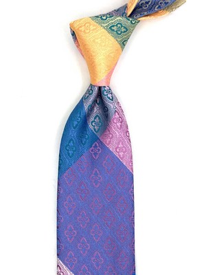 Kravatkolik Motif Desen Çok Renkli Patchwork Klasik Kravat KK13366