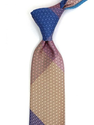 Kravatkolik Motif Desen Çok Renkli Patchwork Klasik Kravat KK13380