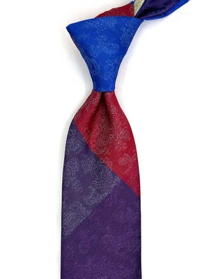 Kravatkolik Şal Desen Siyah Patchwork Klasik Kravat KK13403