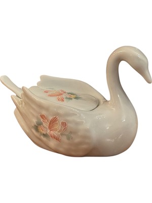 Limoges Fransız Kuğu Formunda Porselen Havyarlık Baharatlık 10 cm