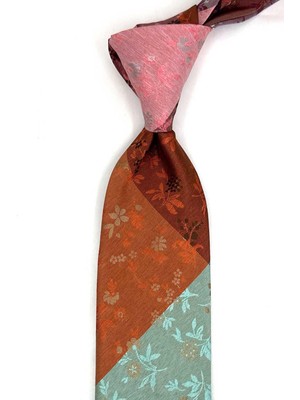 Kravatkolik Çiçek Desen Çok Renkli Patchwork Klasik Kravat KK13384