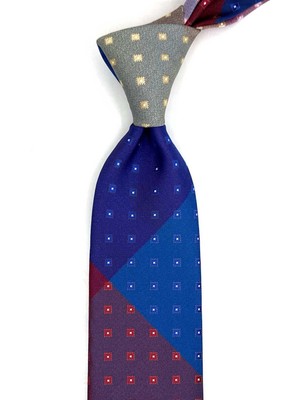 Kravatkolik Küçük Desen Çok Renkli Patchwork Klasik Kravat KK13404