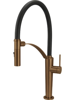 Deante Corda BRC_C72M Çift Akışlı Elastik Spiralli  Bronz Mutfak Evye Bataryası |  iz bırakmaz, çizilmelere dayanıklı,sessiz kullanım