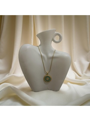 Ezgiarslanatalier Çelik Yeşil Vintage Kolye