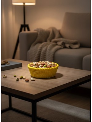 K-yonlineticaret Yuvarlak Çerezlik Sarı Canlı Renkli Dekoratif Sunum Kasesi - KY002K-6PWZB5