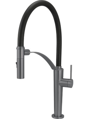 Deante Corda BRC_D72M Çift Akışlı Elastik Spiralli Titanyum Mutfak Evye Bataryası | Manyetik Tutucu, Su Tasarruflu