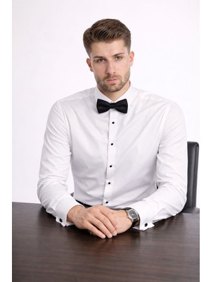 Colvis Man Slim Fit Uzun Kol Ata Yaka Smokin Damatlık Hediye Kutulu Erkek Gömlek