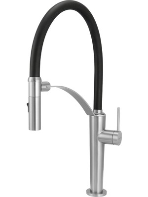 Deante Corda BRC_F72M Çift Akışlı Elastik Spiralli Fırçalanmış Çelik Mutfak Evye Bataryas| Manyetik Tutucu, Sessiz kullanım ,Su Tasarrufu