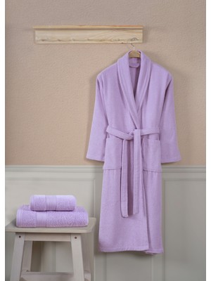 Ellaline 3 Parça Bornoz Seti %100 Pamuk Sertifikalı, Kafa Havlusu + Vücut Havlusu + Şalyaka Bornoz Takımı