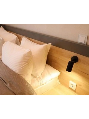 Riolight Modern2 Mafsallı2 Hareketli Başlık2 Siyah Yatak Başı Spot LED Aplik (Ampul Dahil)
