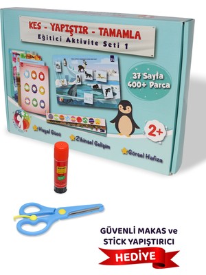 Mert Bebek Kes Yapıştır Tamamla Eğitici Aktivite Seti 1 | 2+ Yaş | 37 Sayfa 400+ Parça | Okul Öncesi