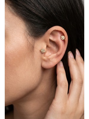 Stainless Steel Cerrahi Çelik Gold Gezegen Detaylı Tragus & Helix Piercing