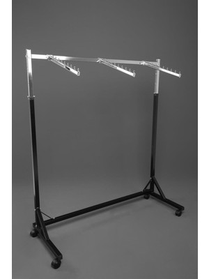 PremiumPort Çift Taraflı Tek Katlı 3 Bastonlu Boyalı Askılık Standı