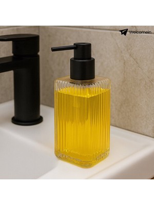 Welcomein Cam Sıvı Sabunluk – Şık Tasarım, Pompalı Cam Dispenser, Banyo ve Mutfak Kullanımı Için