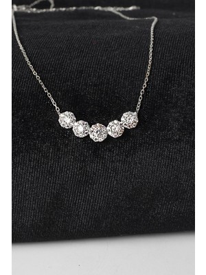 By Barun Yuvarlak Kolye Tektaş Zirkon Taşlı 925 Ayar Gümüş Zincir Kolye