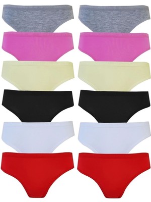 Tutku 12'li Kadın Bikini Külot Pamuklu Renkli İç Çamaşırı Nevra-Karışık-L Yumuşak Dokulu